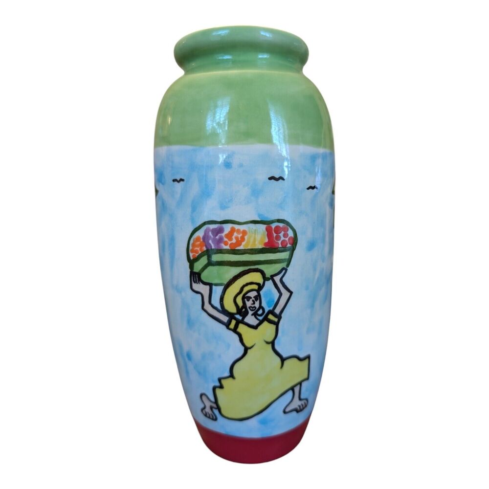 Bahamian Ceramic Vase by Jessica's Tilework Studios Handmade Original Colorful